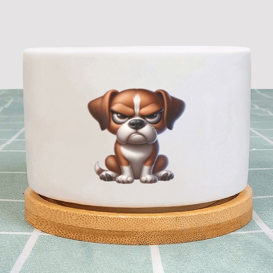 Grumpy Patriotic Dog – Funny Pet Lover Design Plant Pots