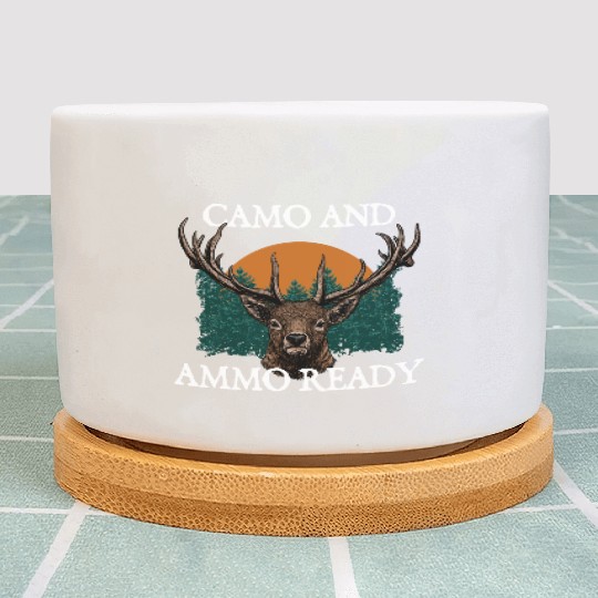 Camo and Ammo Ready Hunting Shotgun Hunter Plant Pots