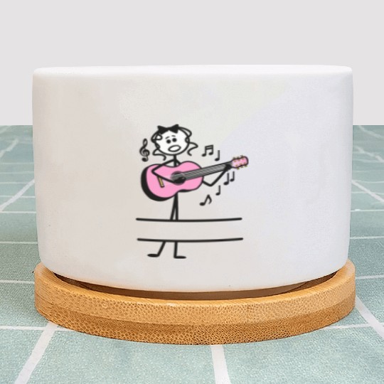 Text banner guitar girl pink Plant Pots