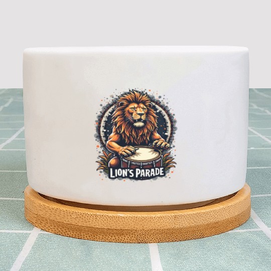Lion's Drum Parade Plant Pots : Majestic Lion Print