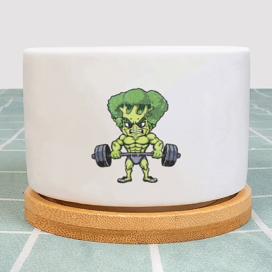 funny broccoli gym bodybuilding Plant Pots