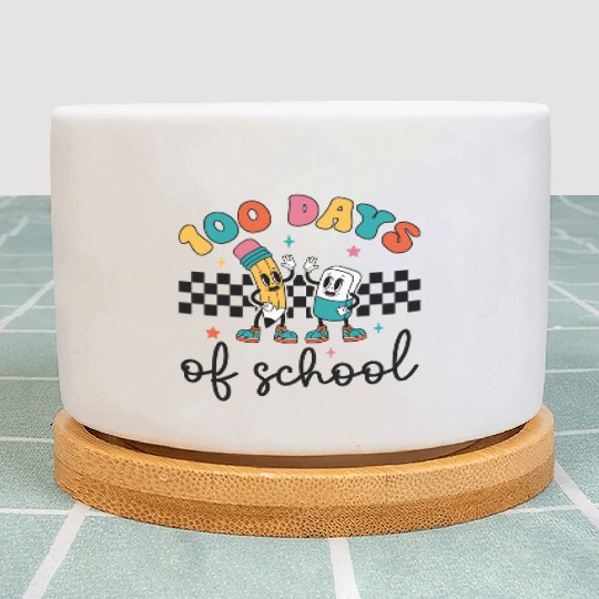 Retro 100 Days of School Back to School Plant Pots