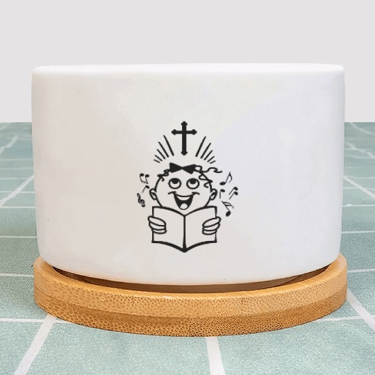 Girl singing cross church Plant Pots