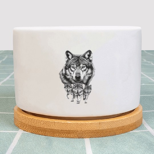 Wolf Plant Pots, Wolf Lover Plant Pots, Wolf Moon Plant Pots, Wol