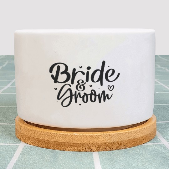 Bride and Groom Elegant Wedding Plant Pots