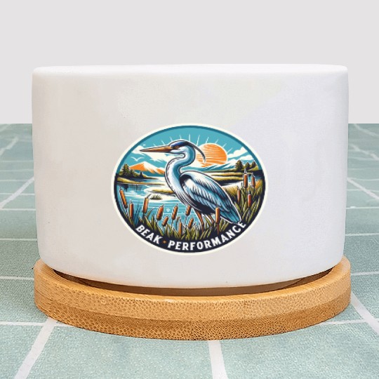 Great Blue Heron Beak Performance Retro Plant Pots