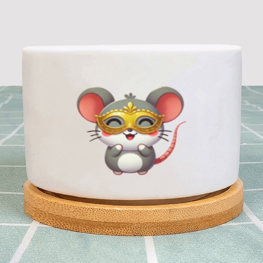 Cute Cartoon Mouse Mardi Gras Carnival Plant Pots
