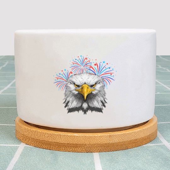 American Flag Patriotic Eagle 4th of July Plant Pots