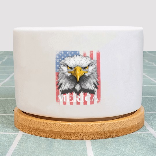 American Flag Patriotic Eagle 4th of July Merica Plant Pots