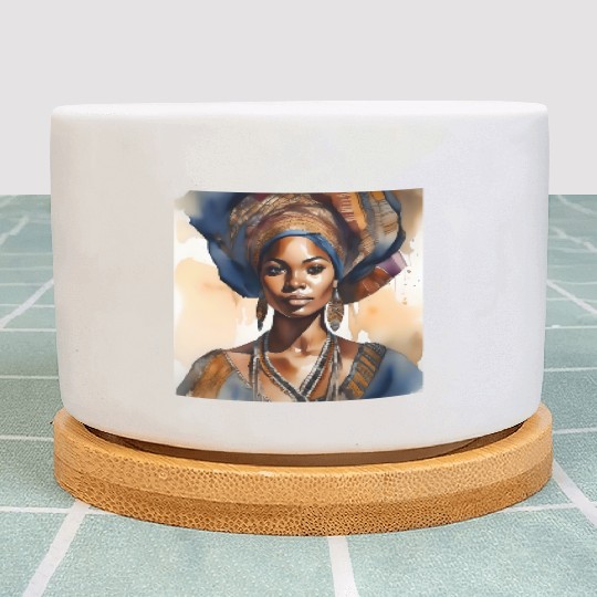 African Woman Portrait E Plant Pots