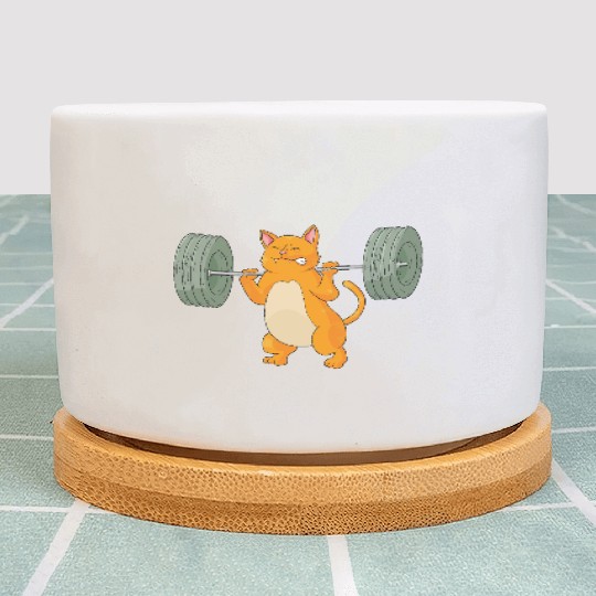 Funny Cat design Workout Gym Womens mother's day Plant Pots