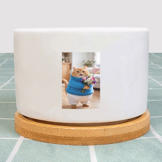 A Chubby Orange Cat With Surprised Expression Plant Pots