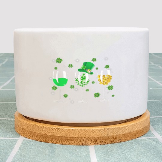 Three Wine Glass St Patrick S Day Shamrock Plant Pots