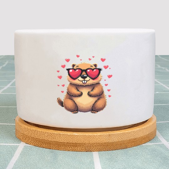 Groundhog Valentines day Animal Lovers Plant Pots