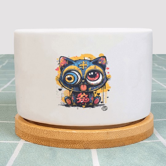 Psycho Lucky Cat – Glitch Meow Madness Plant Pots