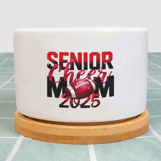 Red Senior Cheer Mom 2025 Football Design Mom Life Plant Pots