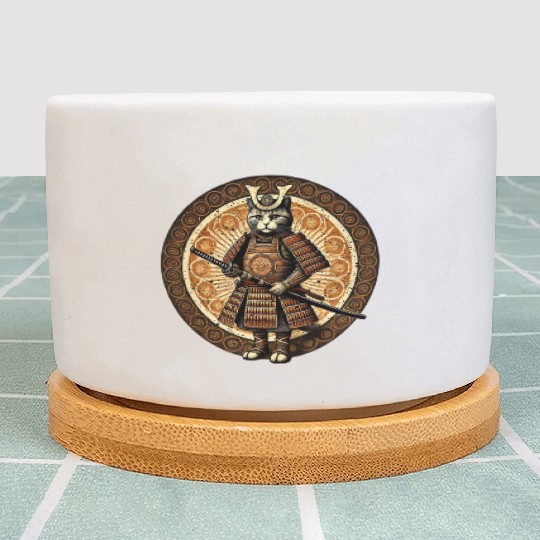 Japanese Samurai Cat Tattoo Kawaii Cat Art Anime Plant Pots
