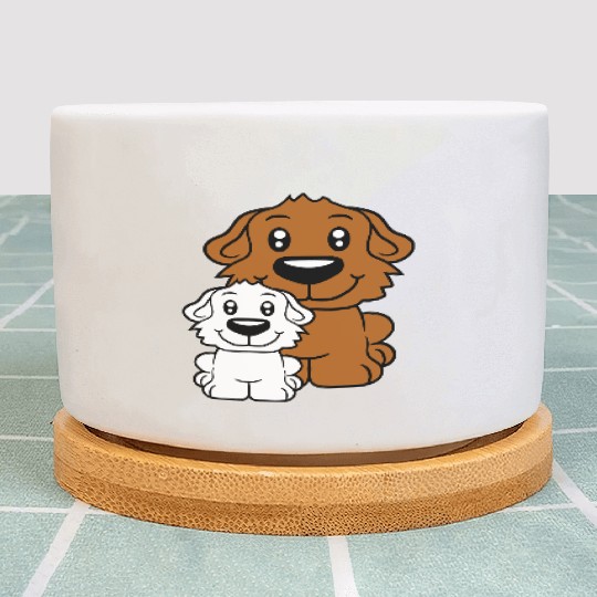 Two Dogs Family Child Mother Father Dad Mom Sweet Plant Pots