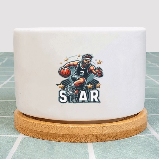 Basketball Star Dribbling Illustration Plant Pots