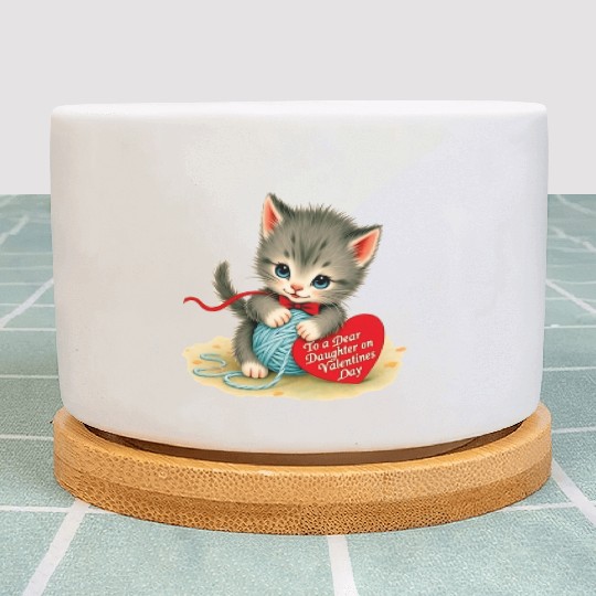 Kitten To a Dear Valentine s Day Card Plant Pots