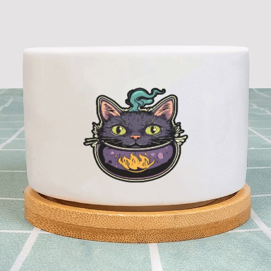 Cat Boiler Cat Witch Halloween Plant Pots