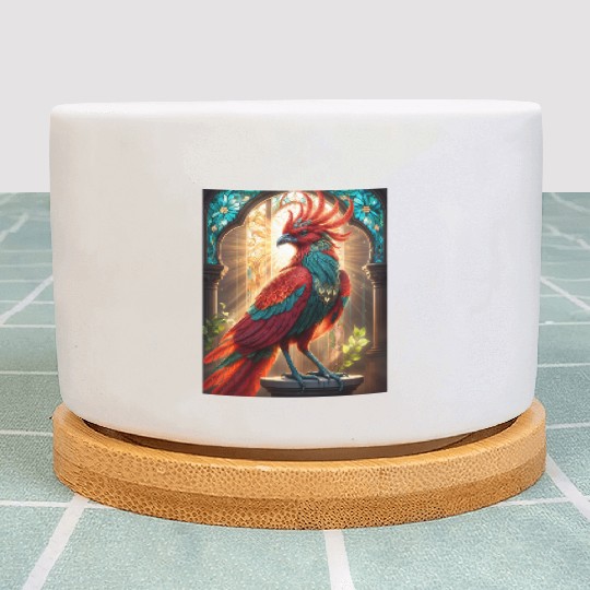 Mythical Bird in Stained Glass Plant Pots
