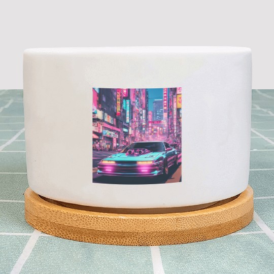 Scooped street racer in downtown Tokyo vaporwave Plant Pots