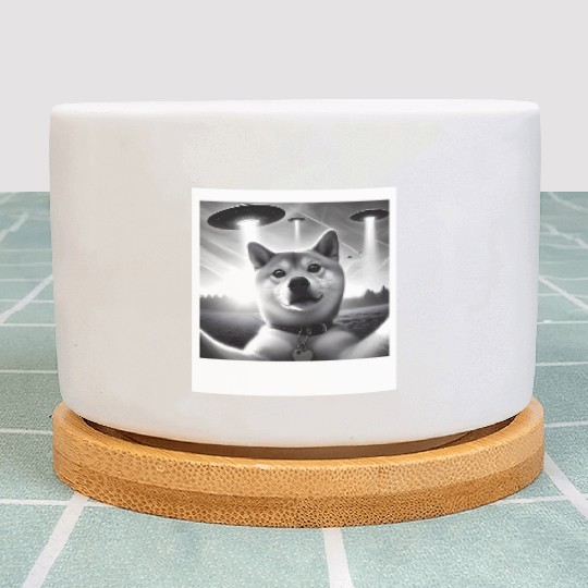Shiba Inu Dog Dad Mom Funny Graphic Selfie UFOs We Plant Pots