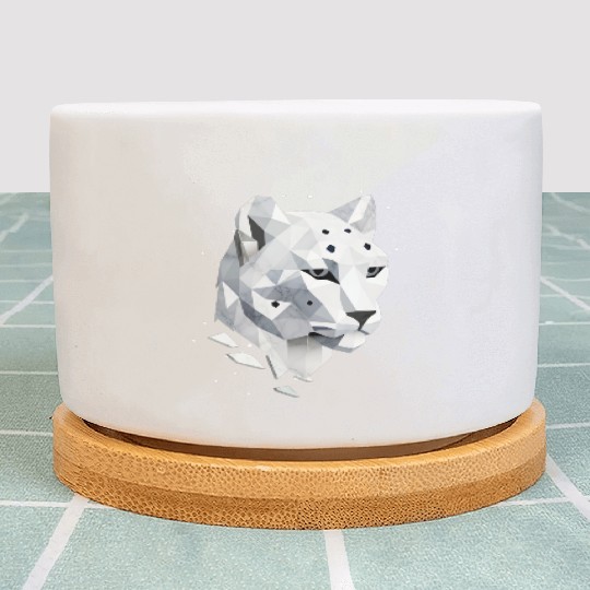Geometric Snow Leopard - Elegance of the Wild Plant Pots