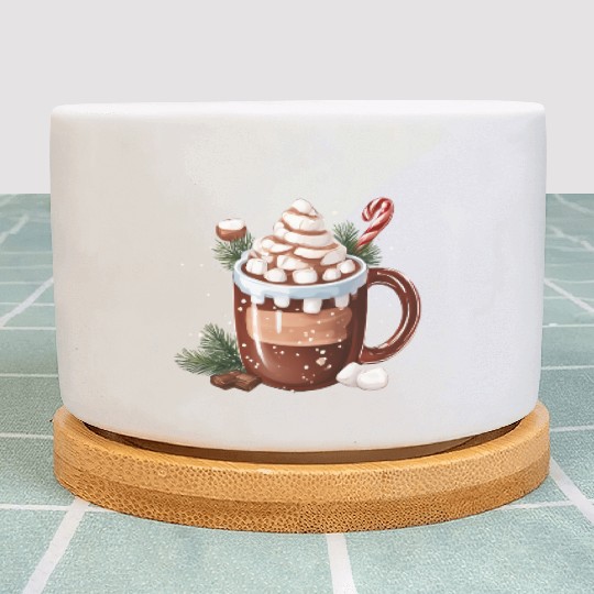 Festive Hot Chocolate with Marshmallows Plant Pots