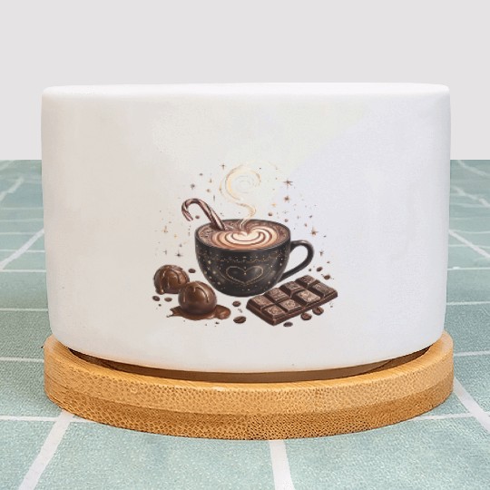 Cozy Hot Chocolate with Sweet Treats Plant Pots