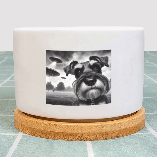 Miniature 2 Schnauzer Funny Graphic Selfie UFOs We Plant Pots