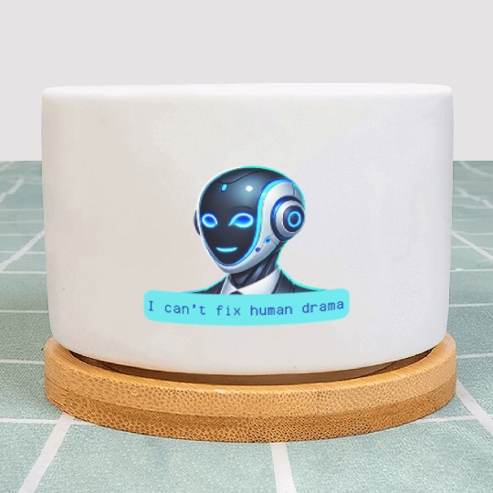 I Can't Fix Human Drama Funny AI Robot Design Plant Pots