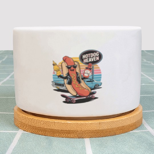Funny Hot Dog Heaven Fast Food Skateboard Skater Plant Pots