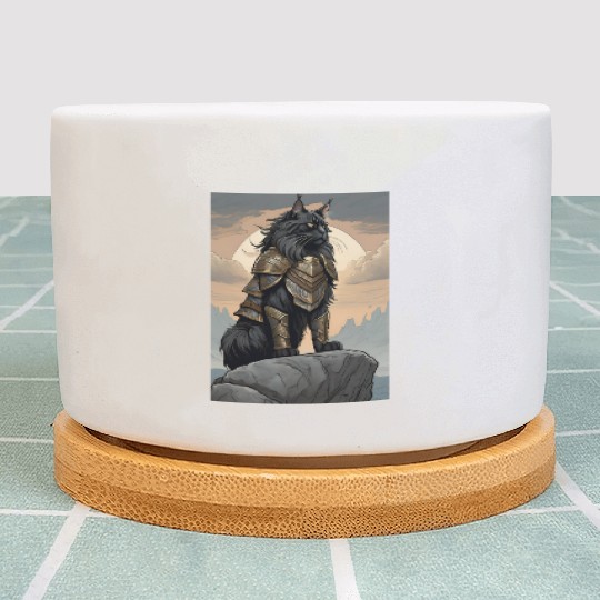 Cat painting red black cat Plant Pots