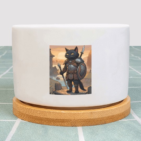 Cat painting red black cat Viking Plant Pots