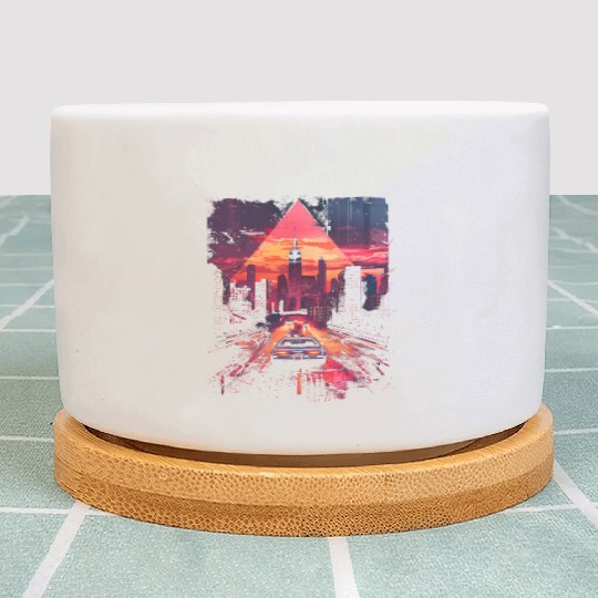 Vaporwave Retro Car City Synthwave 80s 90s Plant Pots