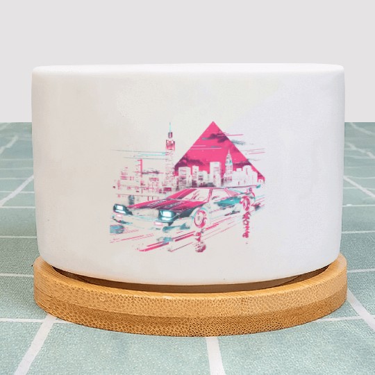 Synthwave Retro Car City Vaporwave 80s 90s Plant Pots