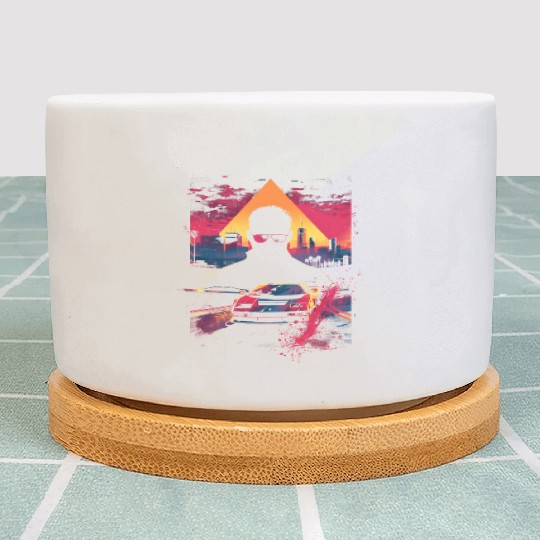 Vaporwave Man Retro Car City Synthwave 90s Plant Pots