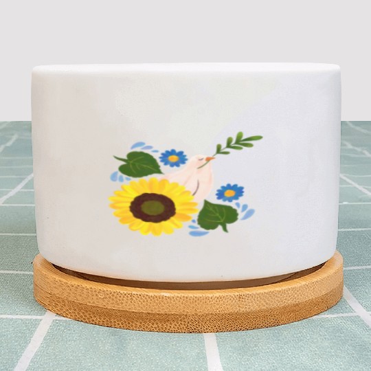 Peaceful Bloom - Dove and Sunflower Harmony Plant Pots