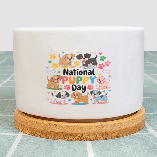 National Puppy Day design featuring adorable Plant Pots