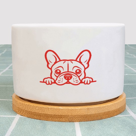 French Bulldog Frenchie Sweet Face Red Plant Pots