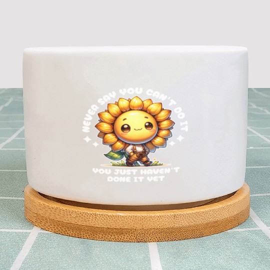 Cute Sunflower with Motivational Positive Quotes Plant Pots
