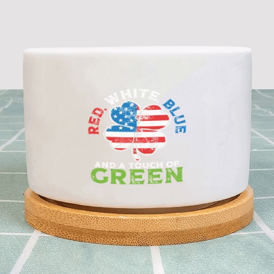 Red White Blue and a Touch of Green Irish USA Plant Pots