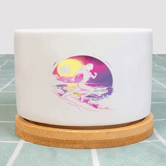 Female Runner Synthwave Plant Pots