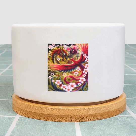 Chinese Dragon and Phoenix Plant Pots