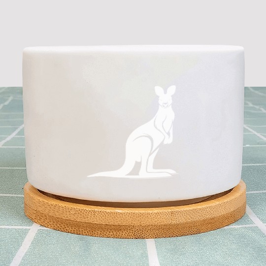 Wild Animal Silhouette With Typical Kangaroo Pose Plant Pots