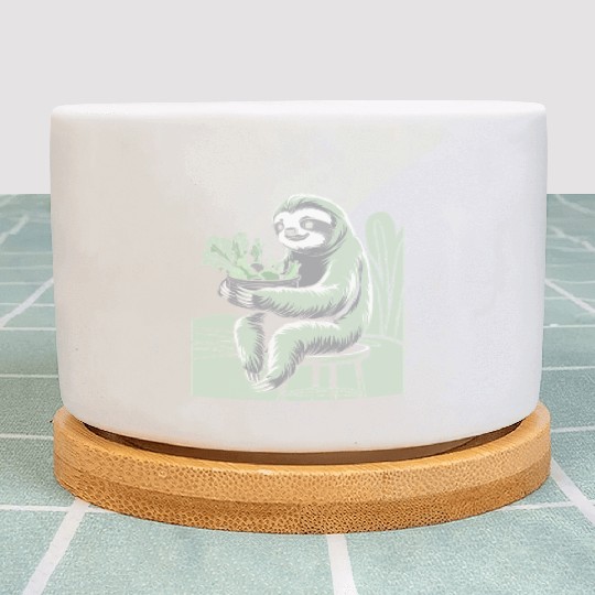 Cute Sloth Hugging Plants Vegan Vegetarian Plant Pots