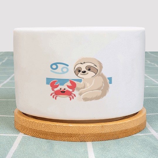 Cancer Zodiac Sloth with Adorable Crab Plant Pots