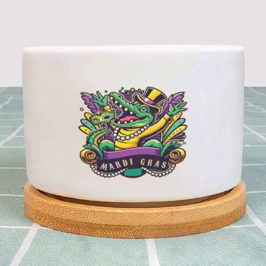 Mardi Gras Alligator Mask Celebration Vibes Plant Pots